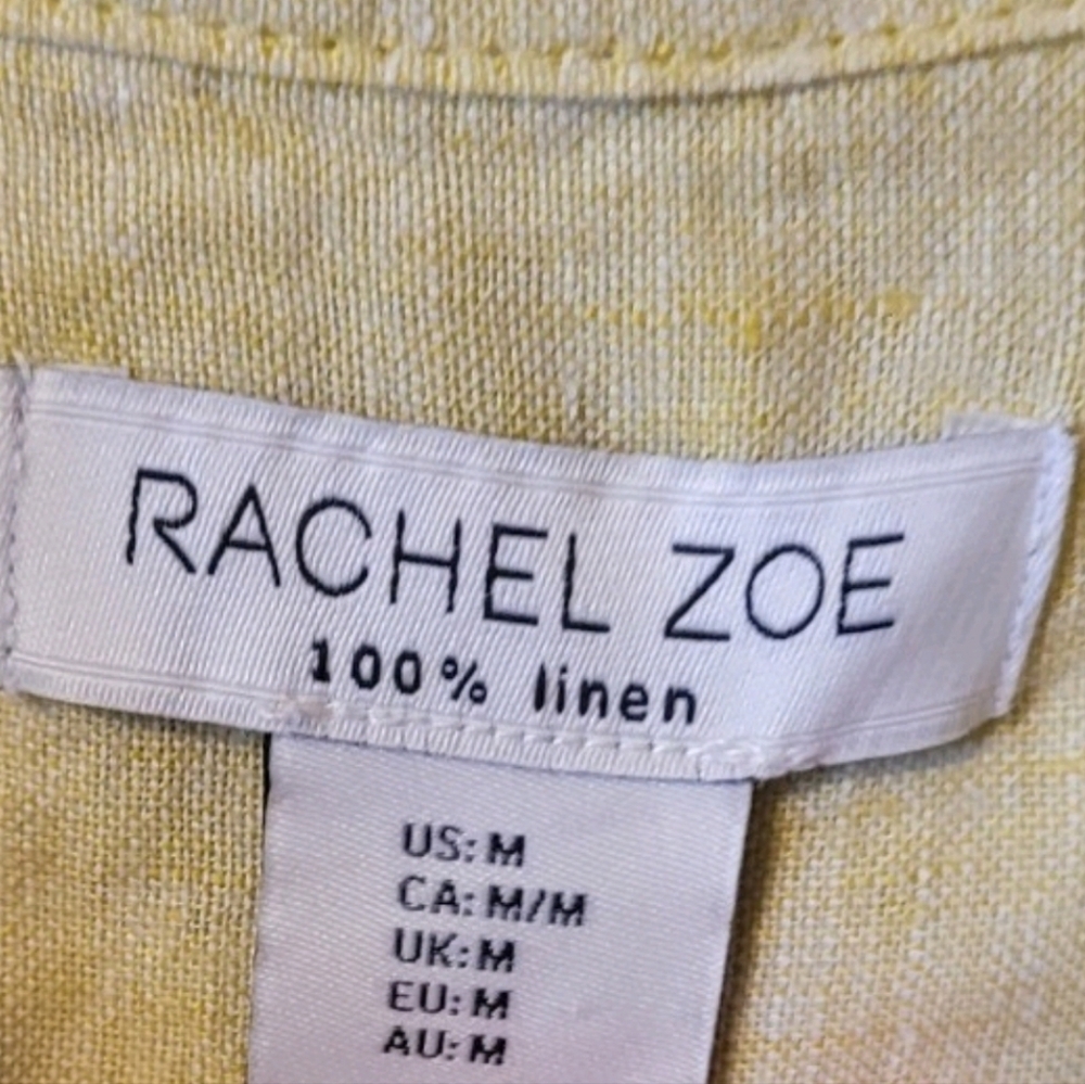 Rachel Zoe Womens Blouse Medium Linen Button Up Coastel Grandma Old Money - Picture 2 of 3
